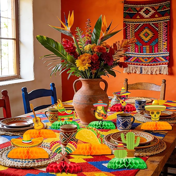 Cinco de Mayo Decorations 9 Pcs Fiesta Table Centerpieces, Mexican Party Decorations Table Toppers Set, Fiesta Party Supplies for Taco Bar Birthday Celebrations, Mexican Fiesta Party Decor
