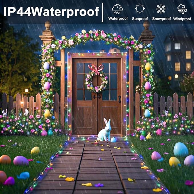 Christmas Lights Outdoor Waterproof Colorful String Lights Indoor 8 Modes Clear Wire 66ft 200 LED, Colorful Twinkle Fairy Light Plug in for Bedroom Wedding Party Decorations