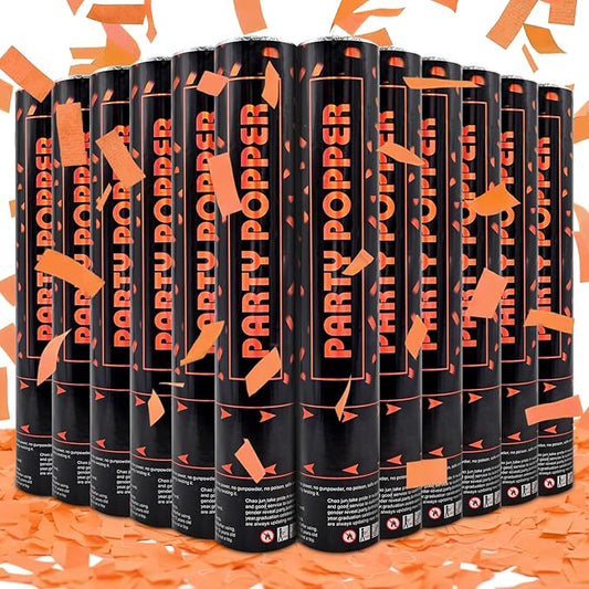 Confetti Poppers Orange Confetti Cannon 12 Pack Party Poppers Biodegradable12 inch Wedding Party Confetti Bulk Streamer Confetti Cannon Launches up to15-25ft for Christmas Birthday Graduation New Year