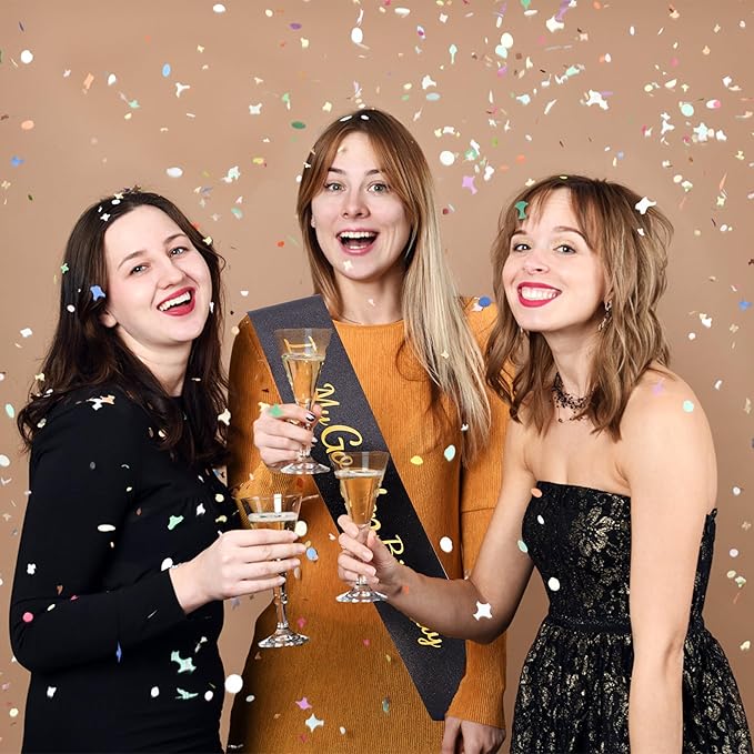 It's My Golden Birthday Sash - Black Glitter with Gold Foil Golden Birthday Sash for Women Girls Funny Party Favor Supplies Accessories