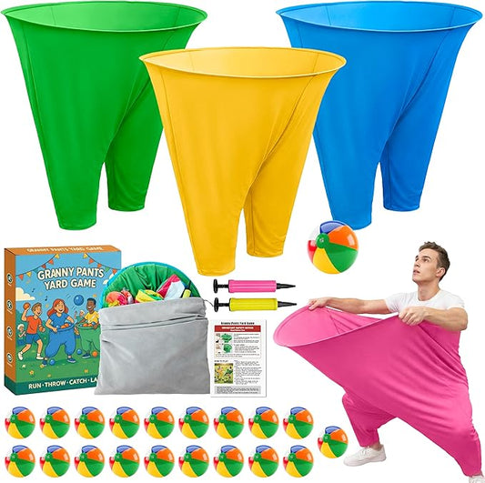 Granny Pants Yard Game, Granny Pants Outdoor Party Game, with Bouncy Balls, Storage Bag & Air Pumps – Funny Easter Lawn Games for Adults, Groups, Backyard Party & Family Gatherings