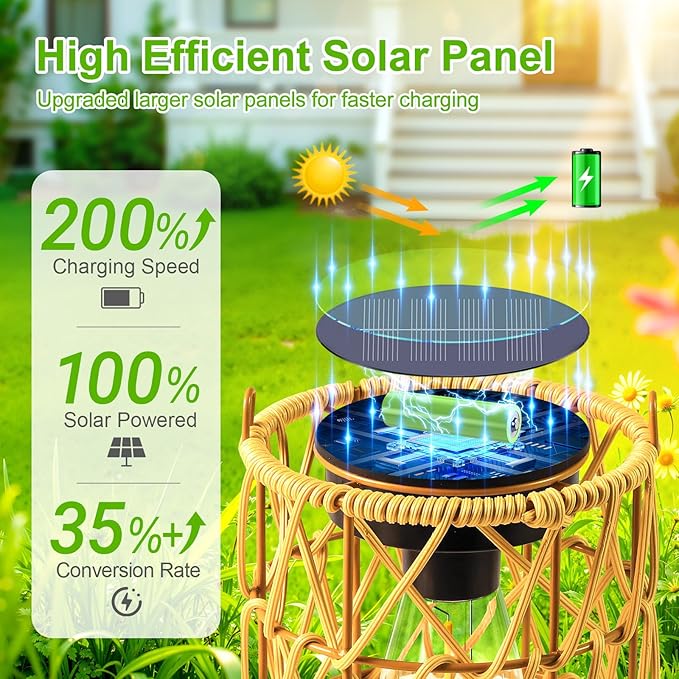 KOOPER Solar Lantern Outdoor Lights, 4 Pack Bright Hanging Solar Lanterns Outdoor Waterproof with Handle, Decoration Rattan Lanterns for Outside Hanging Garden Patio Yard Porch Trees Lawn Pathway Gift