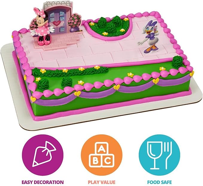 DecoSet® Disney Minnie Mouse Happy Helpers Cake Topper, 4-Piece Cake Decoration Set with Minnie Mouse And Daisy Duck