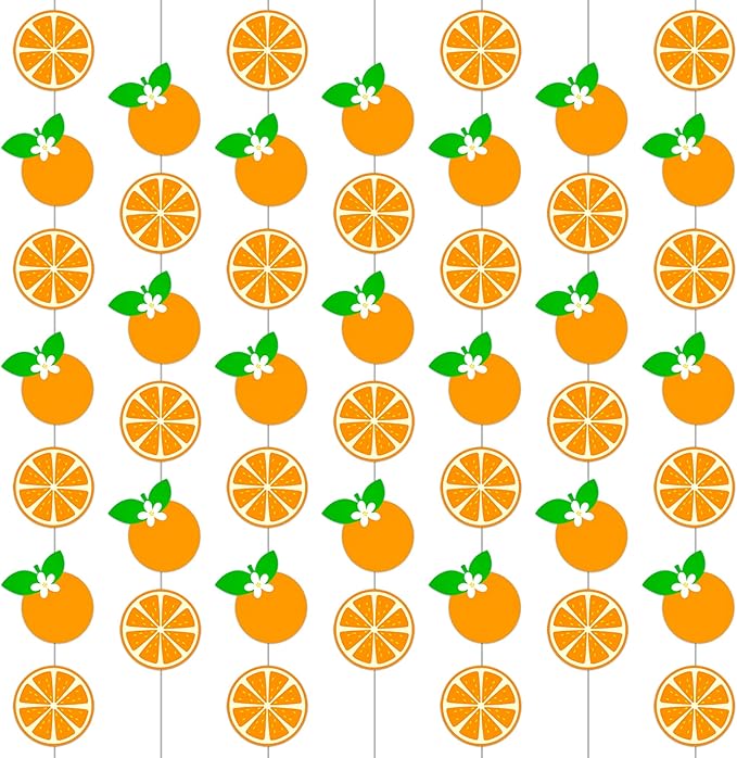 Orange Garlands Oragne Birthday Party Decorations 8PCS Citrus Slice Hanging Paper Garlands Banner Tangerine Theme Cutouts Ceiling Decor for Little Cutie Orange Baby Shower Wall Supplies