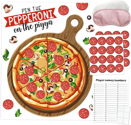 PARTYLOUD Pizza Party Games, Pin The Pepperoni on The Pizza, Pizza Italian Birthday Party Games Decoration Classroom Toddlers Preschool Party Supplies for Boys Girls Adults