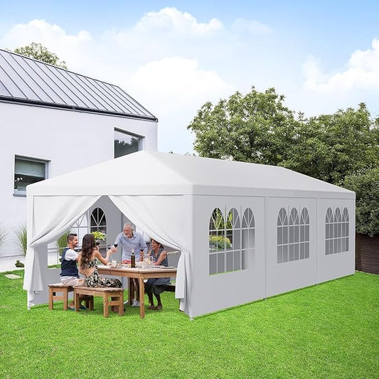 10x30 FT Heavy Duty Party Tent, Outdoor Wedding Canopy Tents with Removable Sidewalls, for Parties, Canopy Event Tent Waterproof Gazebo Shelter for Birthday Parties, Weddings, BBQs & Events (8 Sides)