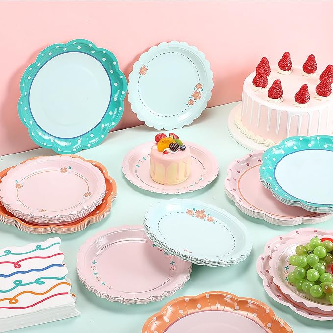 144 Pcs 48 Guests Italian Summer Party Plates and Napkins Italian Summer Paper Plates Napkins Last Toast Coast Disposable Tableware for Bachelorette Baby Bridal Shower Tea Party Supplies