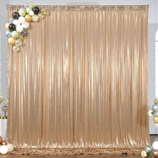 10×10FT Champagne Backdrop Curtain Shimmer Sequin Photo Backdrop Drapes Wrinkle-Free for Wedding Party Background Birthday Graduation Back Drop Bridal Baby Shower Christmas Halloween Stage Decor