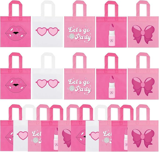 FHzytg 20Pcs Pink Girl Party Favor Bags, Hot Pink Princess Party Candy Bags Gift Bags Pink Theme Party Treat Goodie Bags for Princess Birthday Baby Shower Bachelorette Party Decorations