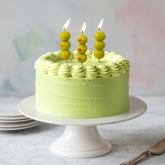 Genuine Fred Cocktail Party Olive Birthday Candles – Set of 6 Martini Olive Celebration Candles with Wooden Picks – Fun Decoration for Parties, Birthdays, and Happy Hour