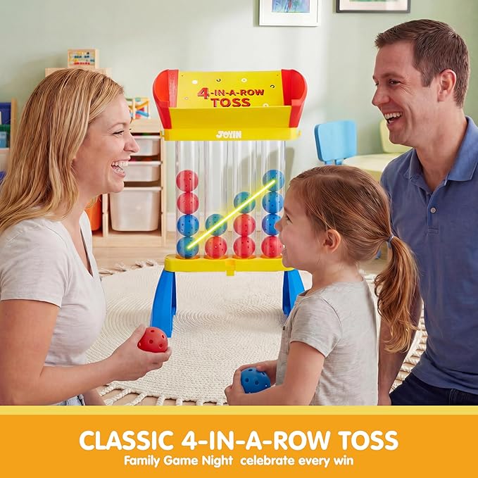 JOYIN 4-in-a-Row Floor Giant Game – Toss & Score Game for Kids 3+, Indoor & Outdoor Yard Games, Portable Party Game for Home, Lawn, Beach & Camping Essentials