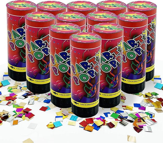 12 PCS Confetti Poppers Cannons for Wedding Birthday Graduation Baby Shower Anniversary Christmas New Year's Kids Fun Party Supplies Decorations and Favors