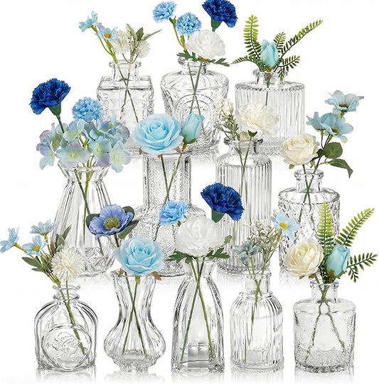 36 Pcs Spring Flowers Centerpiece for Tables Artificial Wildflowers Fake Flowers in Vase Small Floral Arrangement with Vases for Spring Wedding Baby Shower Party