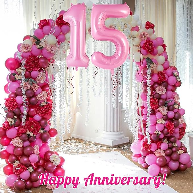 Pink Number 5 Balloon 40 Inch, Big Large Foil Helium Number Balloons, Jumbo Giant Mylar Number 5 Balloons for 5 Year Old Birthday Party Decorations Supplies Anniversary Celebration