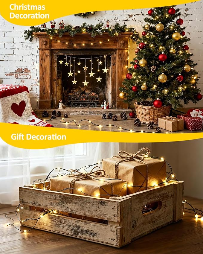 Outdoor String Lights, 328FT 1000 LED Fairy Lights, IP65 Waterproof Outside with Remote, 8 Lighting Modes Dimmable Timer Hanging LED Lamp for Camping Garden Patio Christmas Decor Yard Fence Tree