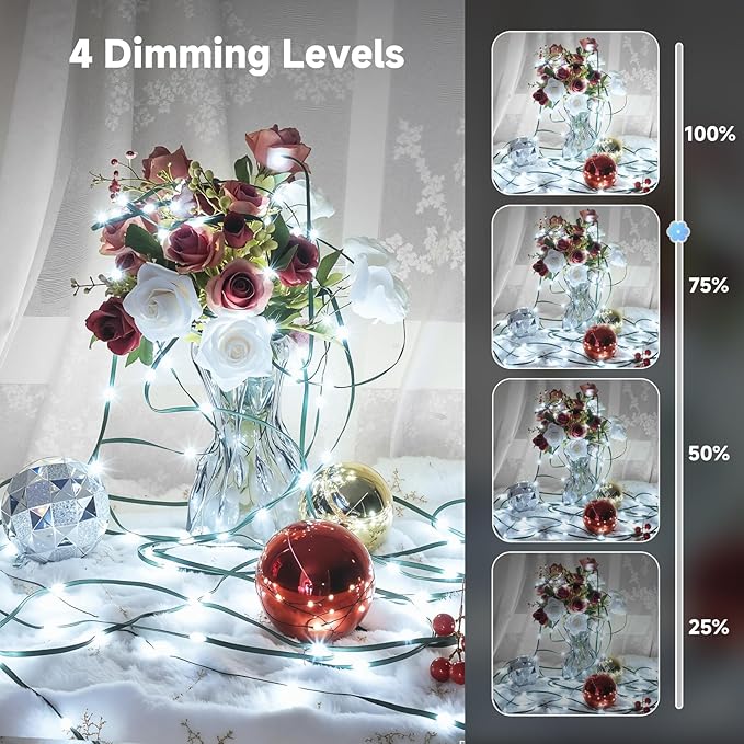 Mlambert 1500 LED Christmas Lights 492FT, Outdoor Waterproof Dimmable Fairy Lights with Remote, 8 Modes Indoor Lighting for Holiday Décor, Cool White