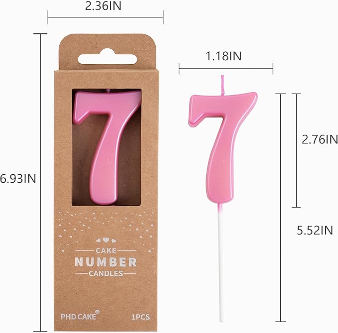 Modern Pink 7 Number Candle by PHD CAKE