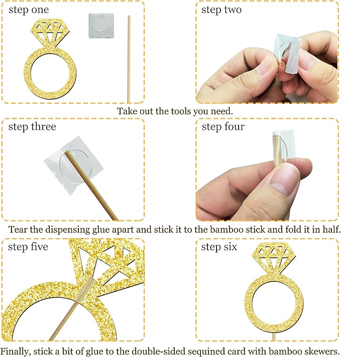 12pcs Gold Glitter Diamond Ring Theme Centerpiece Sticks Engagement Party Centerpieces for Table Wedding Party Table Decorations for Marriage Anniversary Bridal Shower Valentines Party Supplies