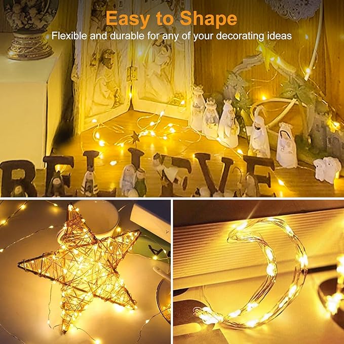 btfarm 6 Pack LED Fairy Lights Battery Operated 3 Modes, 7ft 20 Led Twinkle String Lights Waterproof, Mini Silver Wire Firefly Starry Moon Lights for DIY Christmas Mason jars Wedding Table Centerpiece