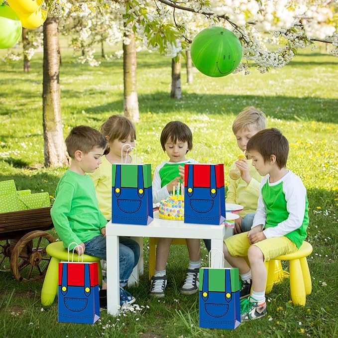 MinFyberd 24 Pcs Game Themed Party Gift Bags Game Theme Party Treat Paper Bags Supplies Gamer Parties Supplies Games Bros Paper Bag Cloud and Bricks Parties Favor Birthday Gift Bag for Girls Boys