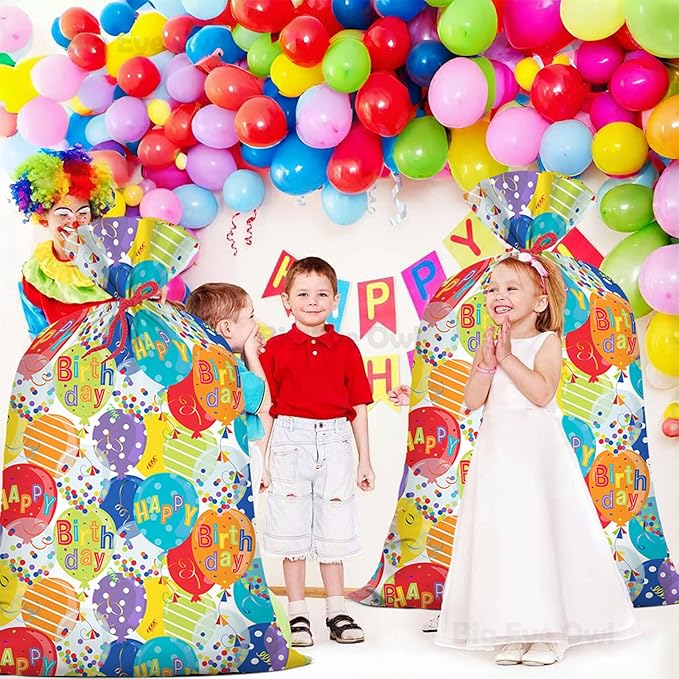 2Pcs Extra Large Jumbo Happy Birthday Present Bag - 36''x48'' XL Oversized Party Gift Wrapping Bags with Colorful Balloon Confetti Design