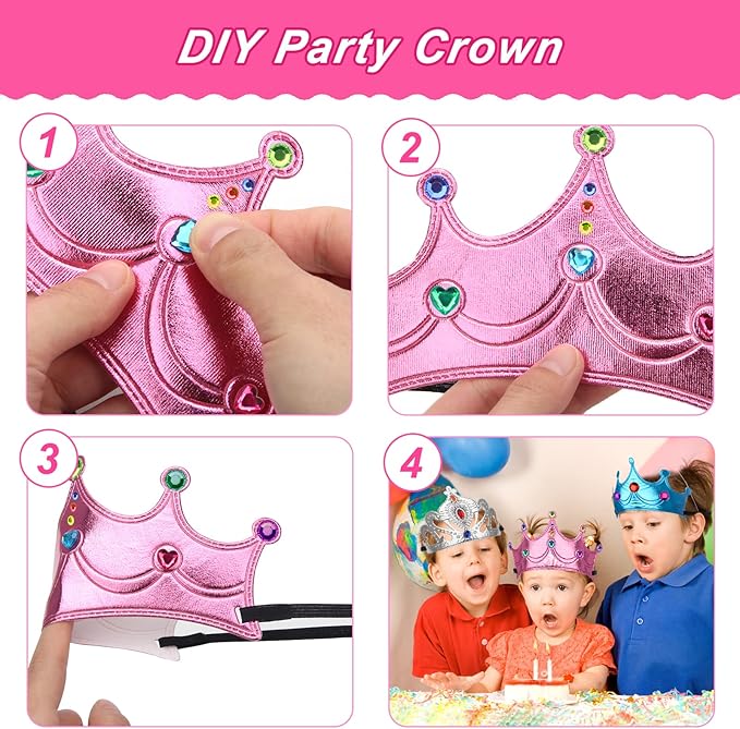 AHIER 23 Pieces Foam Crowns Set, Princess Tiaras Crowns DIY Party Crowns Make Your Crowns With Diamond Sticker