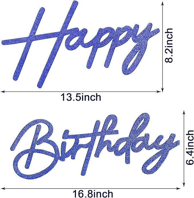Happy Birthday Sign for Backdrop - Glitter Blue Felt Happy Birthday Letter Sign for Balloon Arch Birthday Party Balloon Arch Backdrop Decorations for Birthday Party Baby Shower - Glitter Blue