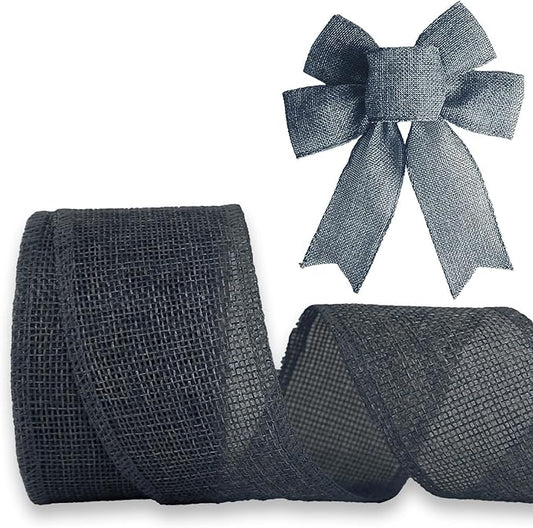 Navy Blue Burlap Ribbon 1-1/2 inch X 10 Yard Natural Linen Woven Burlap Ribbons DIY Handmade Edging Production Wreath Holiday Decoration Ribbon Gift Wrapping Dark Blue Burlap Ribbons
