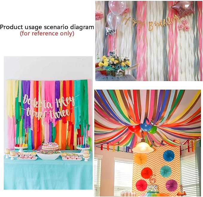 We Moment Pink Orange and Yellow Crepe Paper Streamers Party Streamer 1.8 Inch Widening 6 Rolls,Party Decoration Streamer 82 feet per roll for Birthday Party Decoration