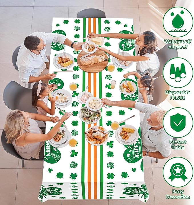 OHOME St. Patrick's Day Tablecloth - Shamrock Decorations, 54" X 108", 2 Pack