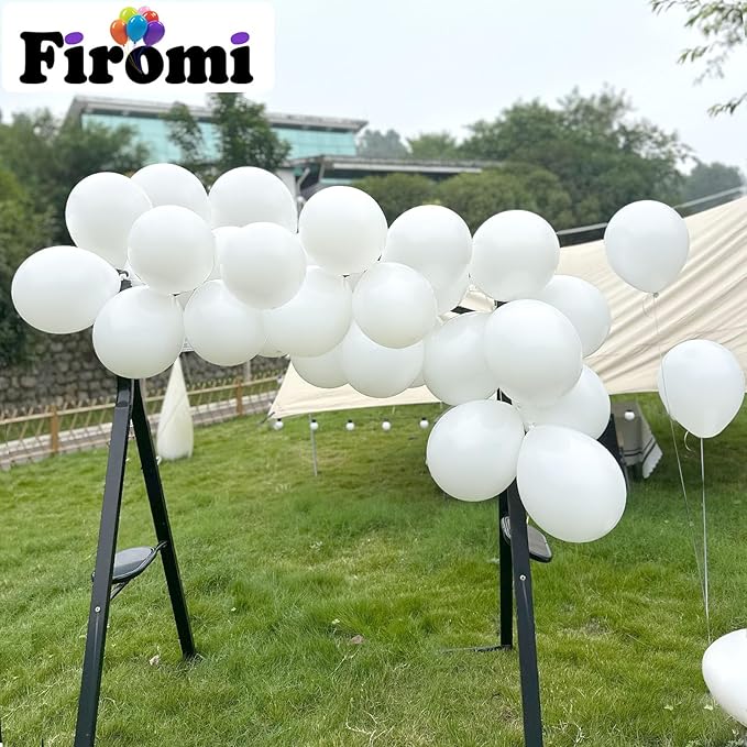 Firomi White Balloons 12-inch 100 Pack Big Helium Matte Shiny Pastel Round White Thicken Latex Balloon for Wedding Birthday Party Engagement (with 3 Ribbons)