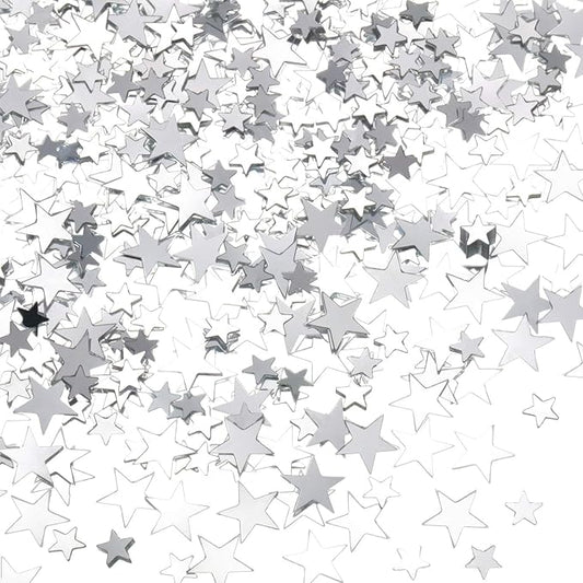 Hestya Star Confetti Glitter Table Confetti Metallic Foil Stars for Graduation Wedding Birthday Party Decorations(Silver,10mm and 6mm,60g)