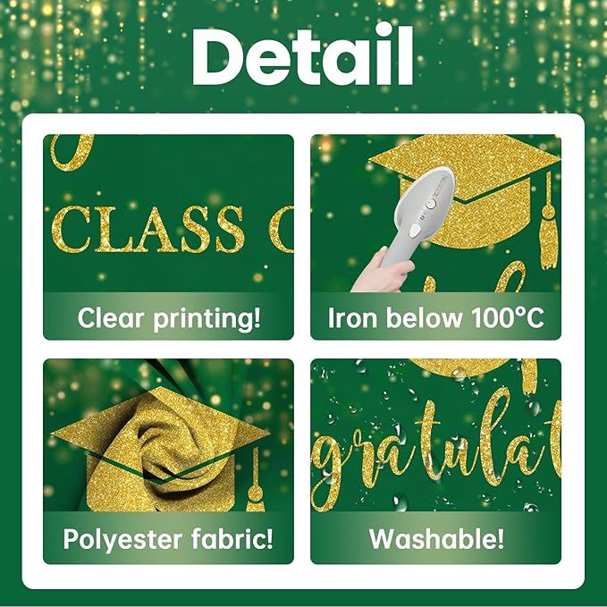 Mocsicka Class of 2026 Backdrop Green Gold Glitter Bokeh Graduation Party Background 2026 Congrats Grad Prom Party Cake Table Decoration Photo Booth Props (8x6ft)