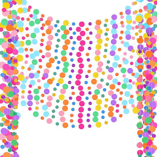 Outus 20 Pieces Colorful Circle Garland Banner Hanging Paper Dot Decorations for Classroom, Birthday Party, Baby Shower, Wedding Backdrop & Photo Booth Graduation Decor (Rainbow)
