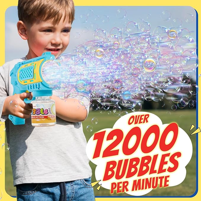 Toys for 3+ Year Old Boys Girls: 2 Pack Bubble Gun Machine with Bubble Solution, Kids Toys for Ages 3-5 4-6 5-7, Outdoor Outside Toy for Kids Ages 4-8, Gifts for 3 4 5 6 7 8 Year Old Boys Birthday
