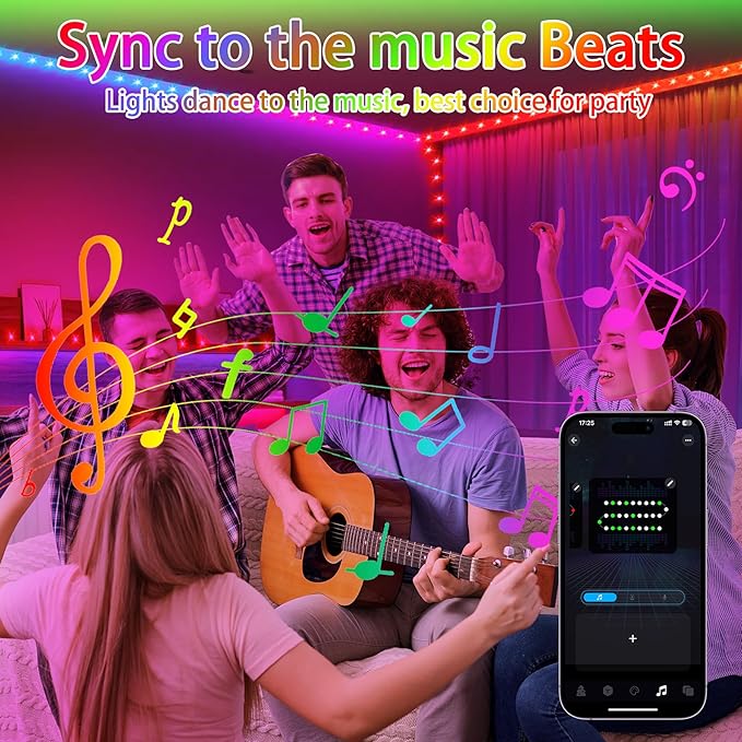 66ft LED Rope Lights for Outside, Outdoor String Light Waterproof Plug in with Remote & APP Controlled, 16 Million Colors Changing Music Sync Tube Lighting for Indoor Bedroom Christmas Decor