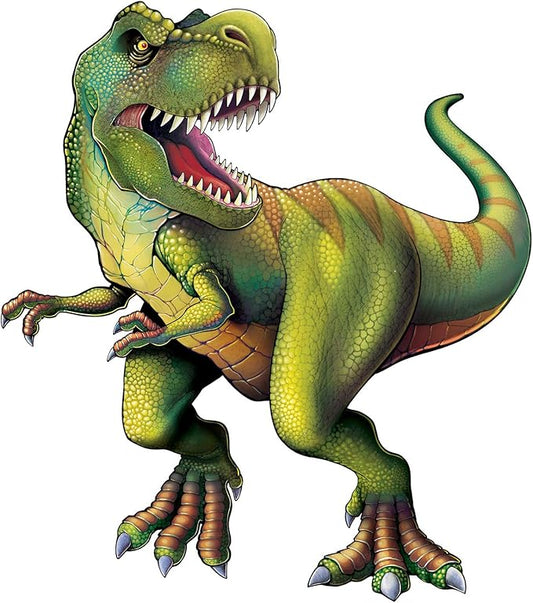 Beistle Jointed Tyrannosaurus Cutout – 52" Large Dinosaur Wall Decoration with Moveable Limbs, T-Rex for Jurassic Dino Birthday Parties, Science Classrooms, and Prehistoric Themed Events