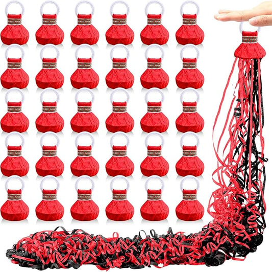 WinnerWhy 30 Pcs No Mess Confetti Poppers Hand Throw Streamers Party Poppers for Graduation 2026 Birthday Celebrations Wedding Engagement Bachelorette Party Supplies(Black and Red)