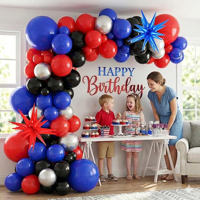100pcs Hawaii Balloons Garland Arch Kit with Balloons for Birthday Decorations,Party Supplies for boys Girls (Spider)