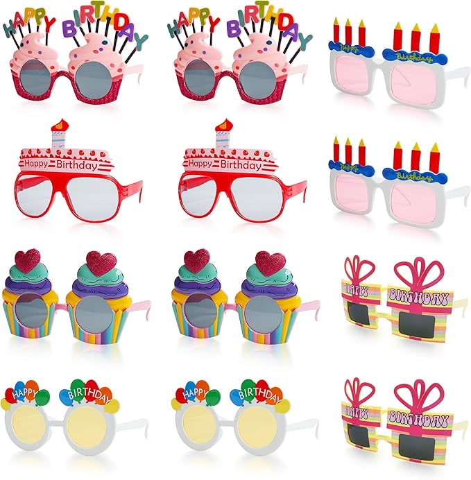 Funny Sunglasses & Costume Masks for Birthday Parties, Multi-Shaped Novelty Shades to Add Humor to Any Festivity