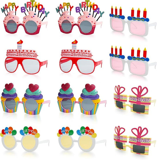 Funny Sunglasses & Costume Masks for Birthday Parties, Multi-Shaped Novelty Shades to Add Humor to Any Festivity