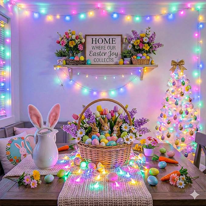800 LED Easter String Lights 8 Modes Clear Wire 262ft String Lights Outdoor Waterproof, Plug in Twinkle Fairy Light for Bedroom Wedding Party Christmas Tree Decorations