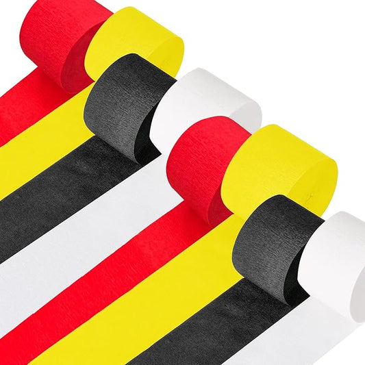 Cartoon Monster Birthday Party Decorations,8 Rolls Red Yellow and Black Crepe Paper Streamers, Party Streamer for Wedding Animation Themed Decoration