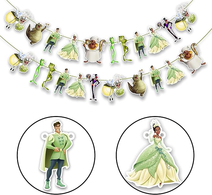 Princss and The Frog Garland Decoration – Themed Party Banner for Birthday Celebrations, Decorative Garland for Dessert Tables, Room Décor, Baby Showers, Photo Displays, and Special Events