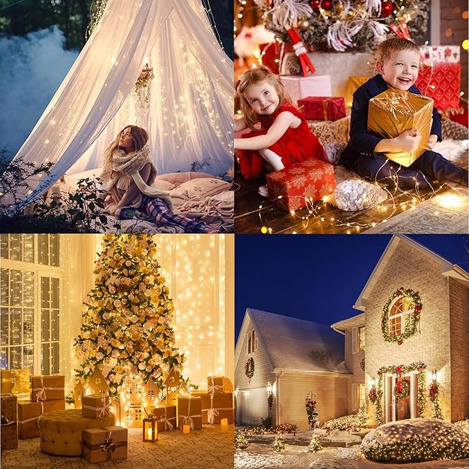 Fairy String Lights Battery Operated,2Pack 33FT 100 LED Twinkle Lights Indoor Outdoor String Lights for Bedroom,Dorm,Patio,Tapestry,Backyard,Garden,Christmas,Party