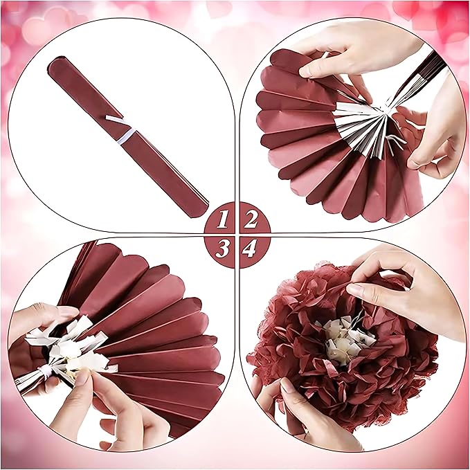 XIKSXITN 12 pc Purple Tissue Paper Pom poms in 3 Colors-Hanging Paper Flowers Ball for Party Decorative