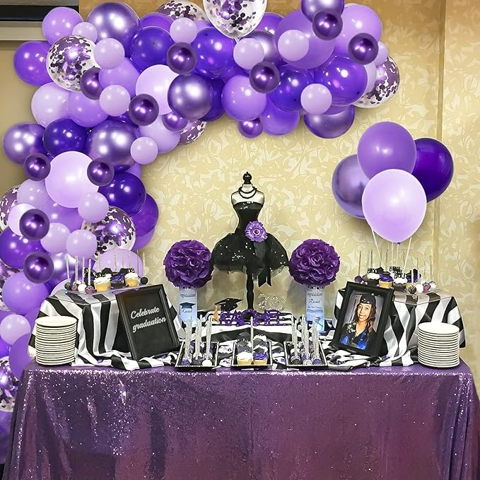 Purple Shades Balloons Garland Arch Kit-116Pcs 5"/10"/ 12" Dark Pastel Light Metallic Confetti Purple Balloons Arch Set for Wedding Birthday Baby Shower Graduation Party Decorations (Pack of 2)