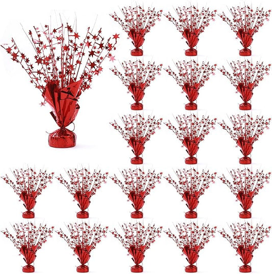 20 Pack Red Foil Spray Centerpiece Star Table Decoration Metallic Burst Table Centerpieces for Birthday New Year Wedding Anniversary Graduation Party Supply (Red)