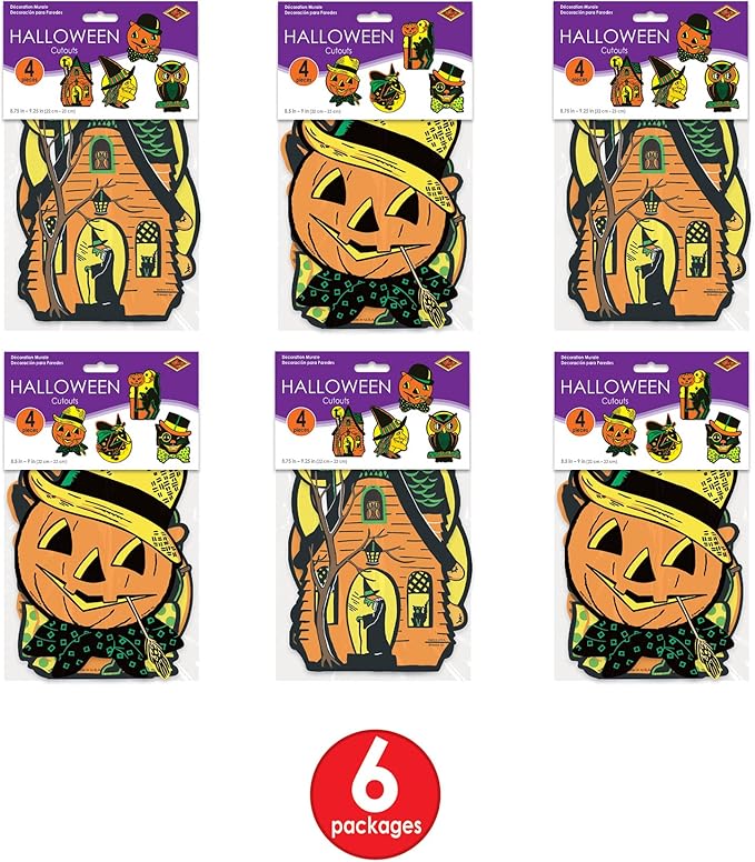 Beistle Halloween Cutouts 24 Piece, 8.5"-9.25", Multicolored