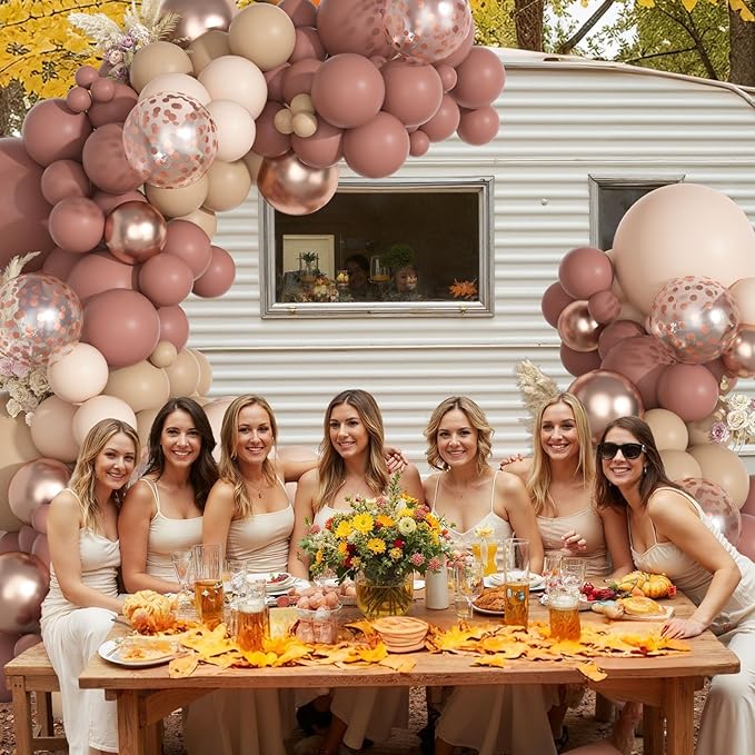 Ouddy Party Neutral Pink Brown Nude Balloons Garland Arch Kit, Different Sizes 18 12 10 5 Inch Beige Tan Dusty Rose Blush Pink Latex Confetti Balloon for Birthday Baby Shower Wedding Party Decorations